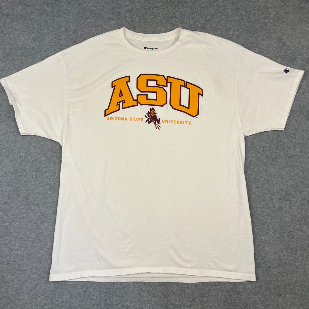 Champion T-Shirt Mens XL White ASU Arizona State University Sun Devils Tee